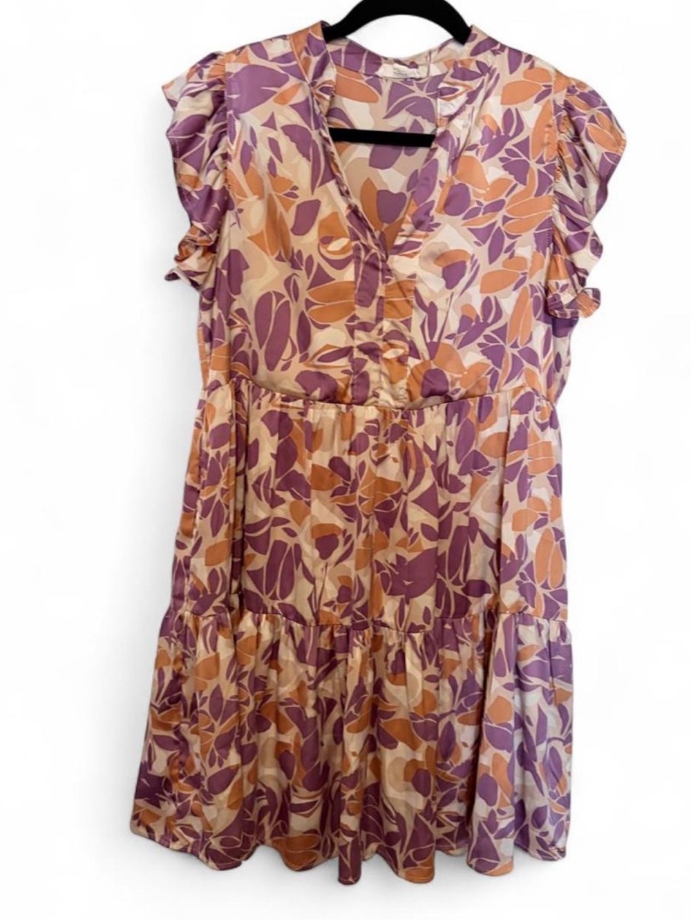 entro Purple & Peach Floral Tiered Mini Dress